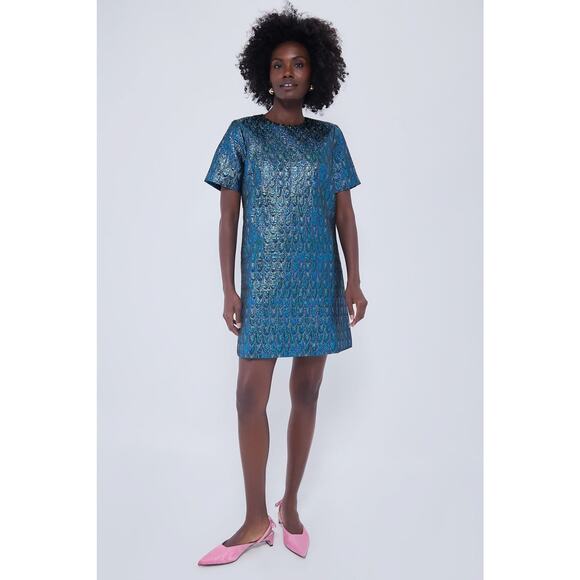 Pomander Place Blue and Green Mini Dress - Picture 4 of 7